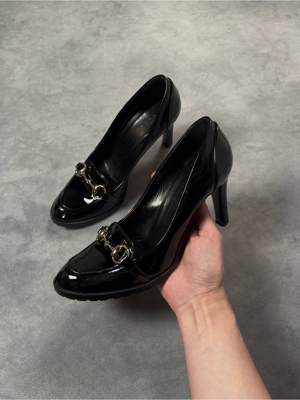 RARE GUCCI Horsebit Black Patent Leather Luxury Y2K Heel Loafer Pumps RRP1800$+ - Picture 1 of 12